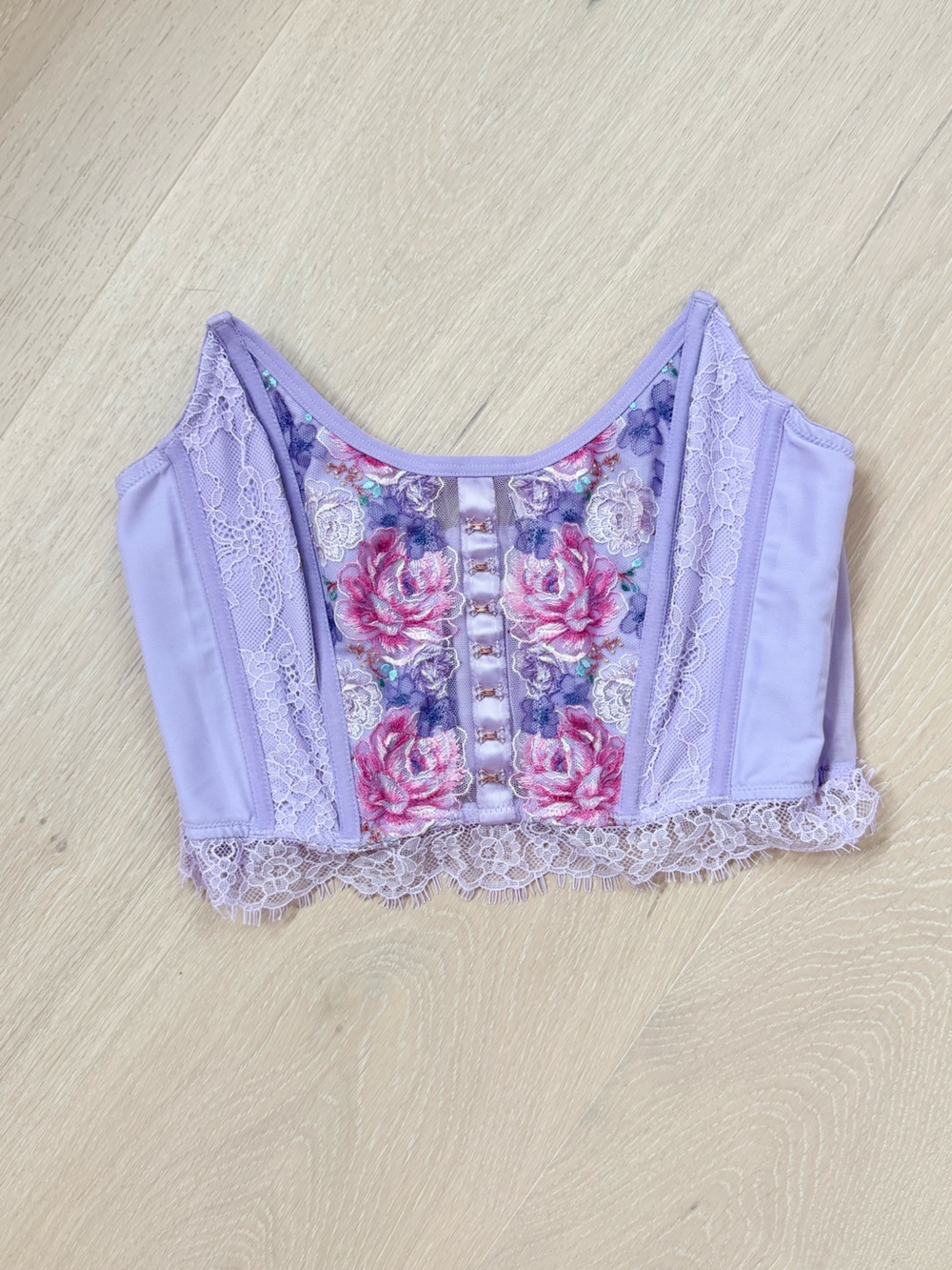 Victoria’s Secret Lavender Floral Embroidered Lace Corset Bustier Top